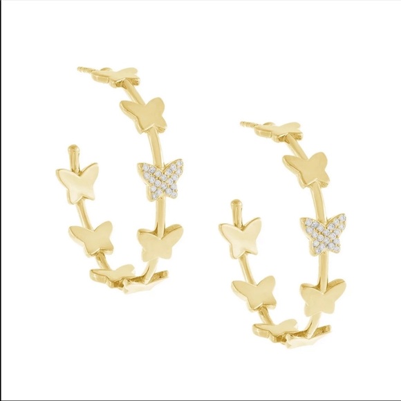 New Women’s Beautiful Butterfly Hoop Earrings - Picture 2 of 4